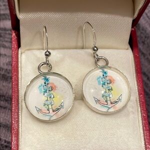Nautical Anchor Earrings with Colorful Accents